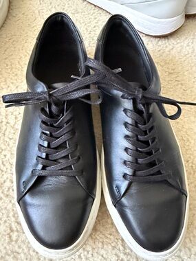 Beckett Simonon Black Leather Sneakers with White Sole